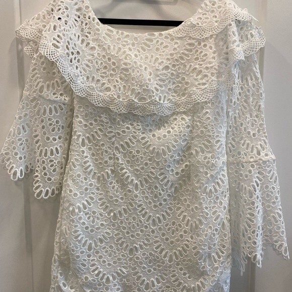 Boston Proper off the shoulder white eyelet mini dress by INA lined size… - Picture 9 of 14